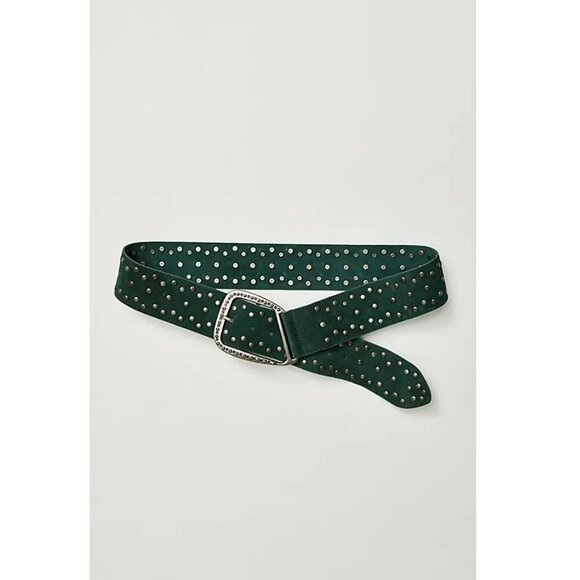 Free People Accessories - Free People Gemini Hip Belt Suede Studded Western S/M Boho Hippie Cottage Green